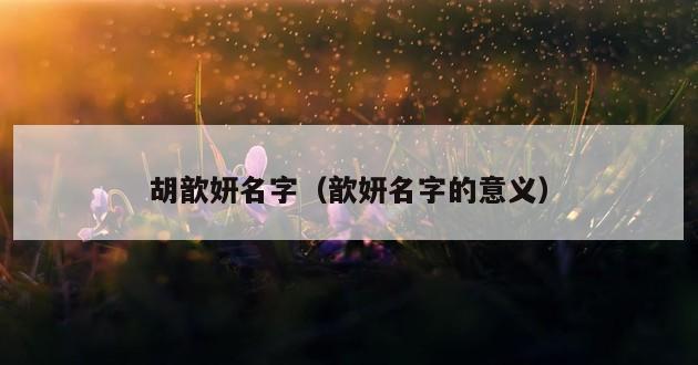 胡歆妍名字（歆妍名字的意义）