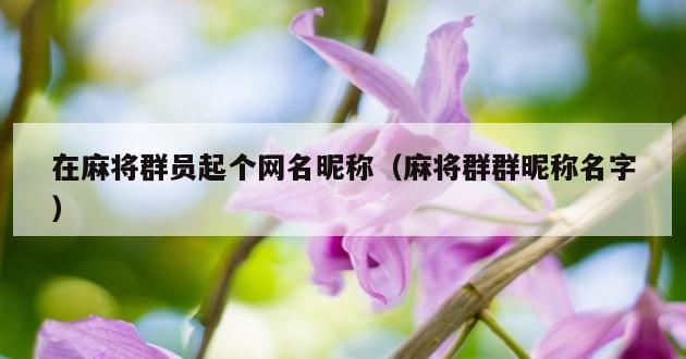 在麻将群员起个网名昵称（麻将群群昵称名字）