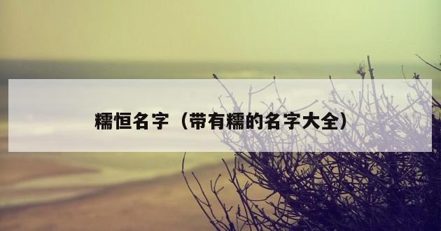 糯恒名字（带有糯的名字大全）