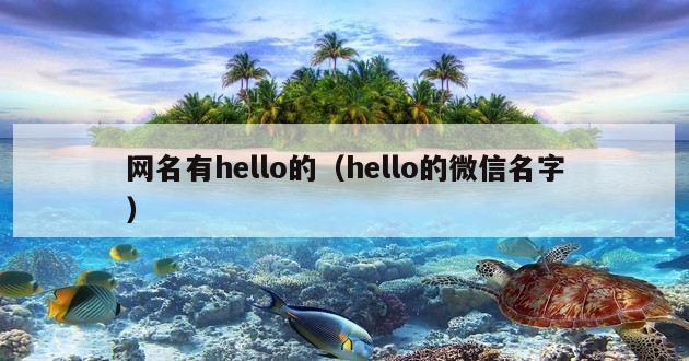 网名有hello的（hello的微信名字）