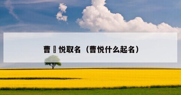 曹煕悦取名（曹悦什么起名）