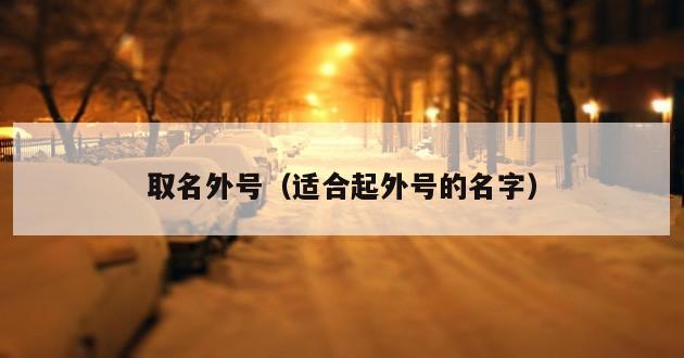 取名外号（适合起外号的名字）