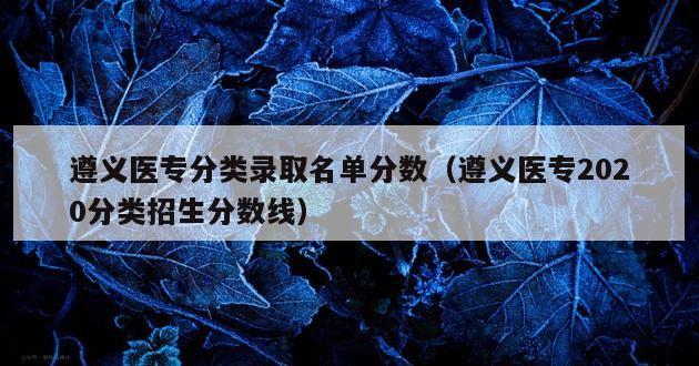 遵义医专分类录取名单分数（遵义医专2020分类招生分数线）