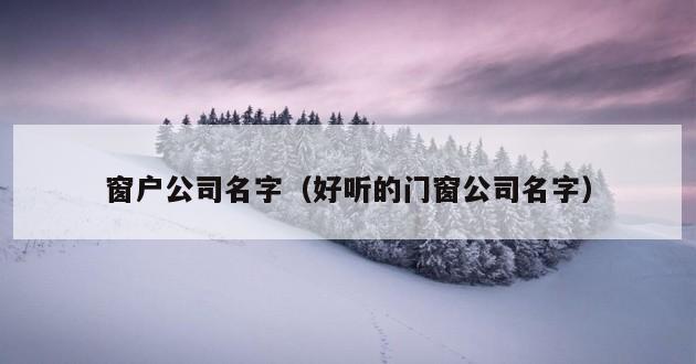 窗户公司名字（好听的门窗公司名字）