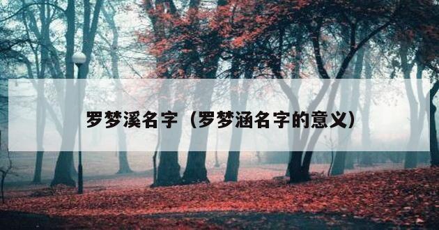 罗梦溪名字（罗梦涵名字的意义）