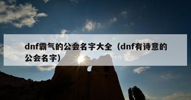 dnf霸气的公会名字大全（dnf有诗意的公会名字）