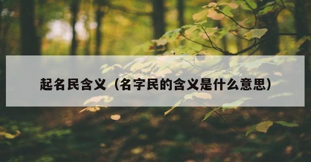 起名民含义（名字民的含义是什么意思）