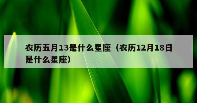 农历五月13是什么星座（农历12月18日是什么星座）