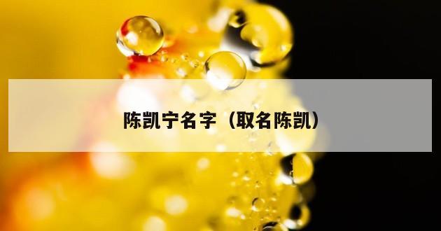 陈凯宁名字（取名陈凯）