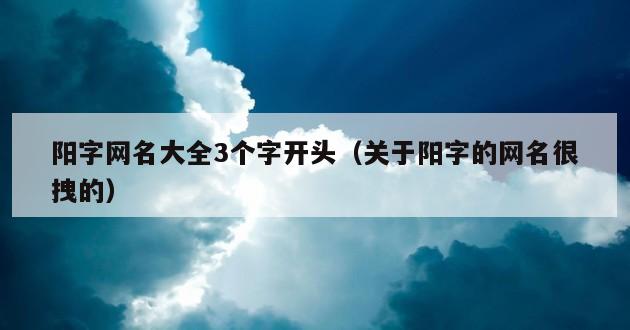 阳字网名大全3个字开头（关于阳字的网名很拽的）