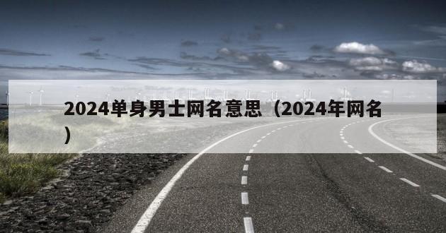 2024单身男士网名意思（2024年网名）