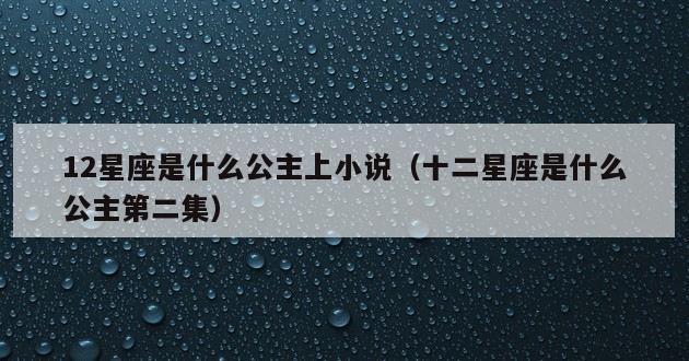 12星座是什么公主上小说（十二星座是什么公主第二集）