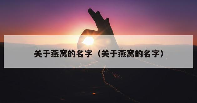 关于燕窝的名字（关于燕窝的名字）