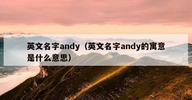 英文名字andy（英文名字andy的寓意是什么意思）