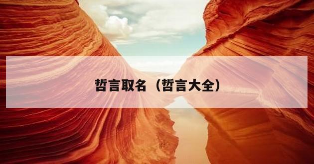 哲言取名（哲言大全）