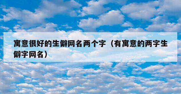 寓意很好的生僻网名两个字（有寓意的两字生僻字网名）