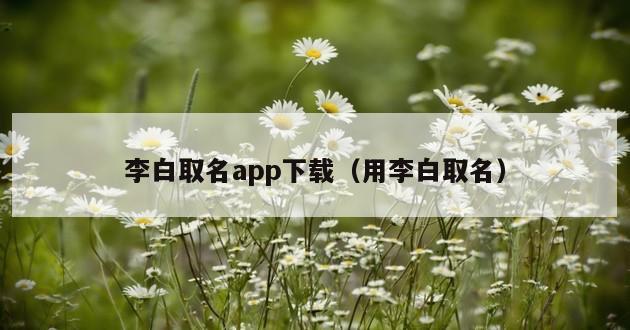 李白取名app下载（用李白取名）