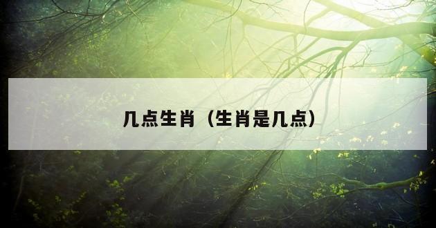 几点生肖（生肖是几点）