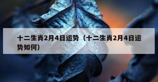 十二生肖2月4日运势（十二生肖2月4日运势如何）