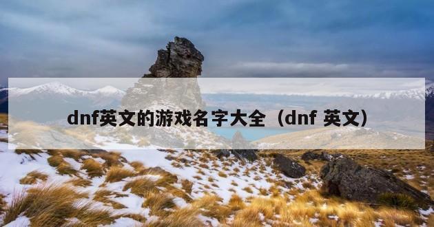 dnf英文的游戏名字大全（dnf 英文）