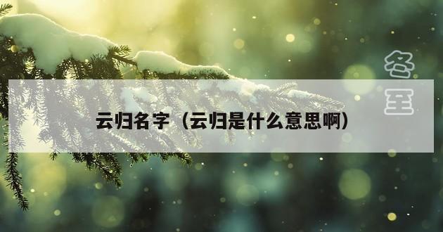 云归名字（云归是什么意思啊）