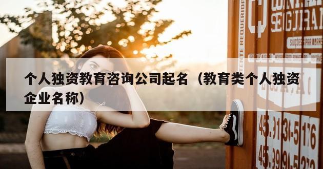 个人独资教育咨询公司起名（教育类个人独资企业名称）