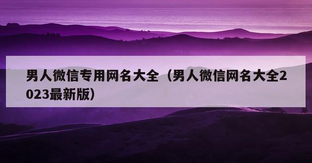 男人微信专用网名大全（男人微信网名大全2023最新版）