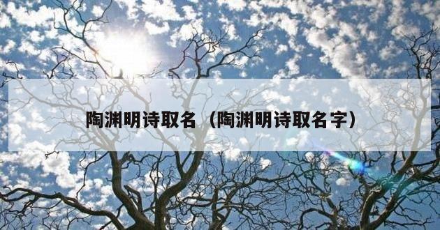 陶渊明诗取名（陶渊明诗取名字）