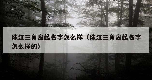 珠江三角岛起名字怎么样（珠江三角岛起名字怎么样的）