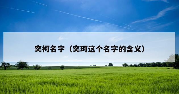 奕柯名字（奕珂这个名字的含义）