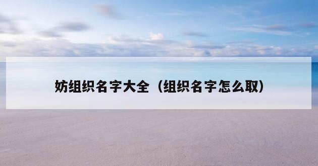 妨组织名字大全（组织名字怎么取）