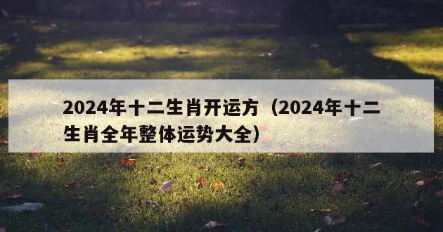 2024年十二生肖开运方（2024年十二生肖全年整体运势大全）