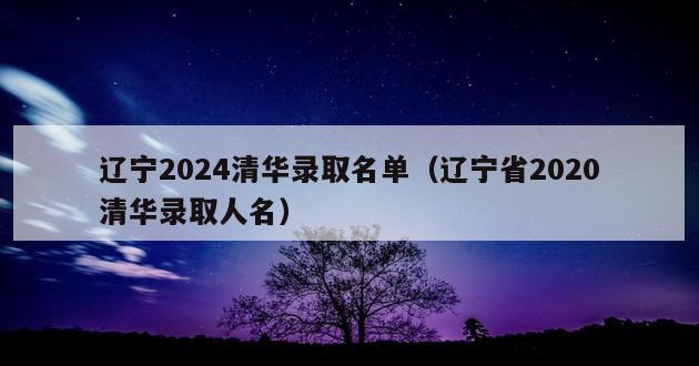 辽宁2024清华录取名单（辽宁省2020清华录取人名）