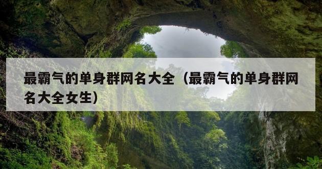 最霸气的单身群网名大全（最霸气的单身群网名大全女生）