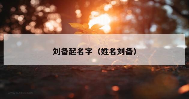 刘备起名字（姓名刘备）