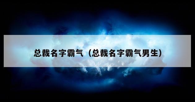 总裁名字霸气（总裁名字霸气男生）